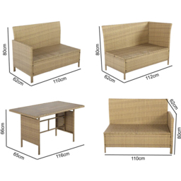 HGD Alia 6 Seater Brown and Grey Rattan Garden Corner Dining Sofa Set with Polywood Table - Wilko - thumbnail 7