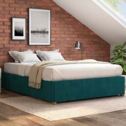 Aspire Furniture King Size Emerald Plush Platform Ottoman Bed - Green - Aspire Beds - Wilko