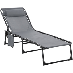 Outsunny Grey Portable Garden Reclining Sun Lounger - Size: 1 Seater - Wilko - thumbnail 3