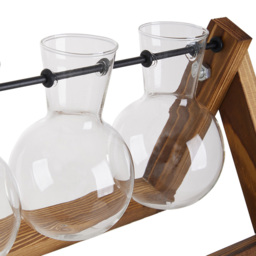 Living and Home 5 Bulb Vase Wooden Plant Propagation Station 14cm - Size: 14 x 41.5 x 10cm - Natural - Wilko - thumbnail 3