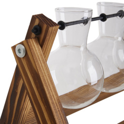 Living and Home 5 Bulb Vase Wooden Plant Propagation Station 14cm - Size: 14 x 41.5 x 10cm - Natural - Wilko - thumbnail 4