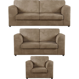 Luxor 6 Seater Coffee Jumbo Cord Full Back Sofa Suite - Cream - Wilko - thumbnail 3