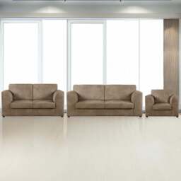 Luxor 6 Seater Coffee Jumbo Cord Full Back Sofa Suite - Cream - Wilko - thumbnail 1