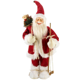 Marco Paul Warm White LED Inlit Santa Standing Decoration - Size: 67 x 35 x 24cm - Red - Wilko