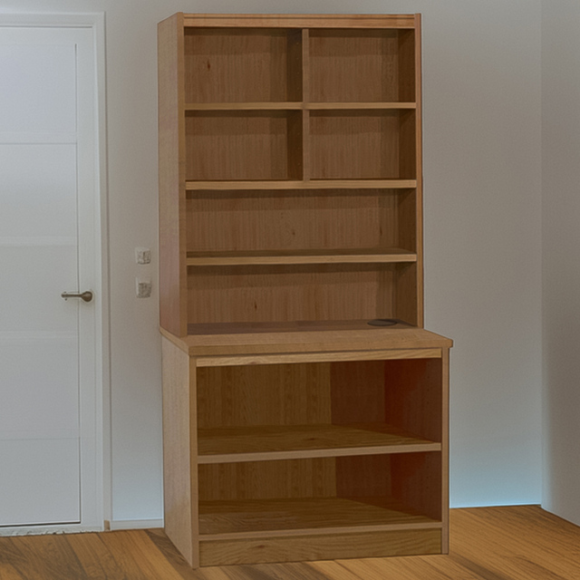 R White Cabinets 8 Shelf Brown Desk Height Bookcase with Hutch - Size: 182.8 x 85 x 54cm - Wilko - image 1