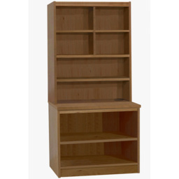 R White Cabinets 8 Shelf Brown Desk Height Bookcase with Hutch - Size: 182.8 x 85 x 54cm - Wilko - thumbnail 3