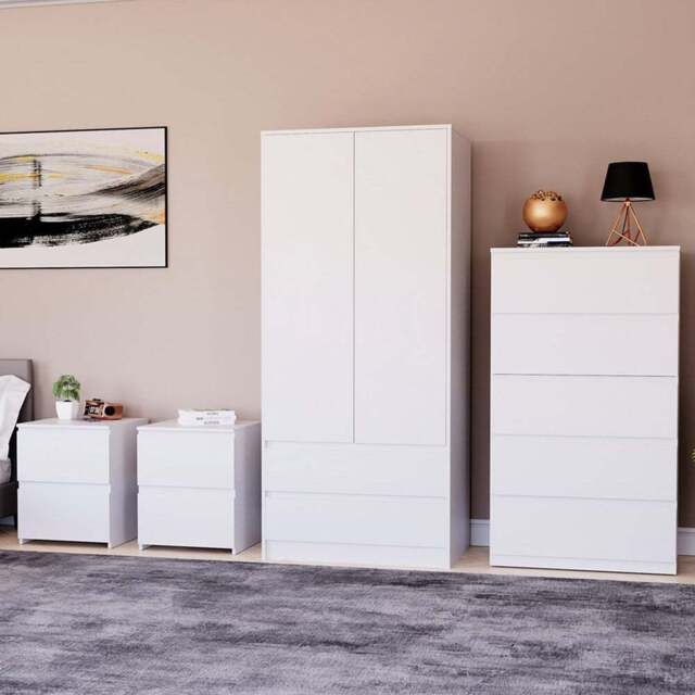 VIDA DESIGNS Denver White 4 Piece Bedroom Furniture Set - Wilko - image 1