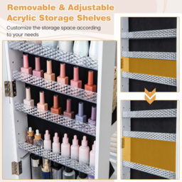 Costway White LED Full Length Mirror Jewellery Armoire - Size: 167 x 44cm - Wilko - thumbnail 6