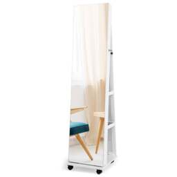 Costway White LED Full Length Mirror Jewellery Armoire - Size: 167 x 44cm - Wilko