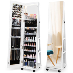 Costway White LED Full Length Mirror Jewellery Armoire - Size: 167 x 44cm - Wilko - thumbnail 4