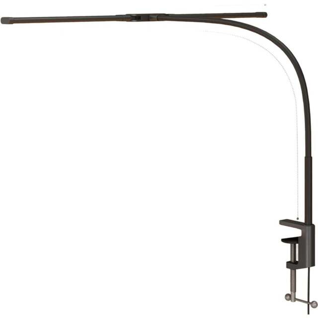 HOMCOM Black Double Head Dimmable LED Table Lamp with Clamp - Size: 6.5 x 11.5 x 35cm - Wilko - image 1