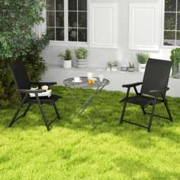 Outsunny Black Folding Chair with Breathable Mesh Fabric Seat Set of 2 - Size: 97 x 73 x 56cm - Wilko