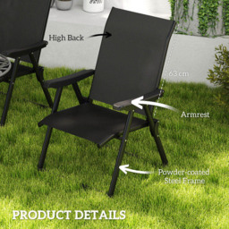 Outsunny Black Folding Chair with Breathable Mesh Fabric Seat Set of 2 - Size: 97 x 73 x 56cm - Wilko - thumbnail 7