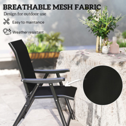Outsunny Black Folding Chair with Breathable Mesh Fabric Seat Set of 2 - Size: 97 x 73 x 56cm - Wilko - thumbnail 5