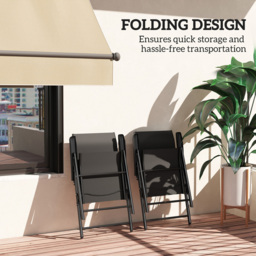 Outsunny Black Folding Chair with Breathable Mesh Fabric Seat Set of 2 - Size: 97 x 73 x 56cm - Wilko - thumbnail 6