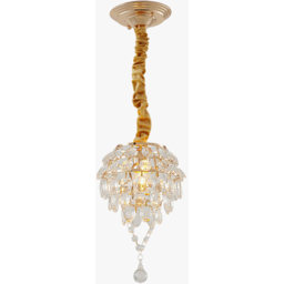 Living and Home Gold Iron Crystal E27 LED Pendant Light - Size: 40 x 18 x 18cm - Gold+ Transparent - Wilko - thumbnail 4
