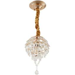 Living and Home Gold Iron Crystal E27 LED Pendant Light - Size: 40 x 18 x 18cm - Gold+ Transparent - Wilko - thumbnail 1