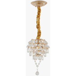 Living and Home Gold Iron Crystal E27 LED Pendant Light - Size: 40 x 18 x 18cm - Gold+ Transparent - Wilko - thumbnail 3
