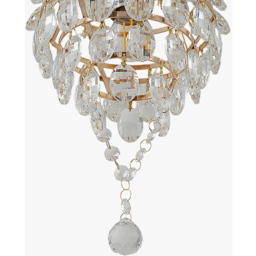 Living and Home Gold Iron Crystal E27 LED Pendant Light - Size: 40 x 18 x 18cm - Gold+ Transparent - Wilko - thumbnail 5
