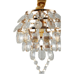 Living and Home Gold Iron Crystal E27 LED Pendant Light - Size: 40 x 18 x 18cm - Gold+ Transparent - Wilko - thumbnail 6