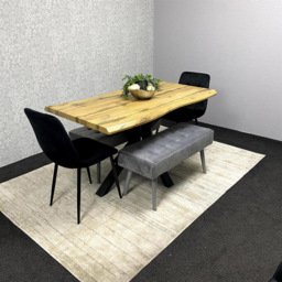 Kosy Koala 6 Seater Velvet Wooden Rectangle Dining Set with Bench Black - Multi - Wilko - thumbnail 6