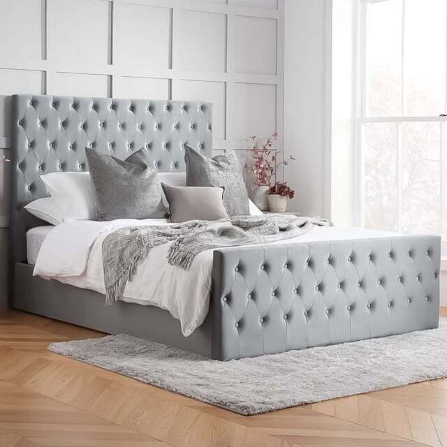 Marquis King Size Grey Velvet Ottoman Bed - Birlea - Wilko - image 1