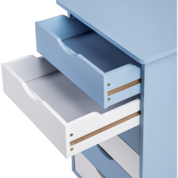 tectake 6 Drawer Blue Wooden Chest of Drawers with Wheels - Wilko - thumbnail 6