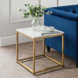 Julian Bowen Scala Gold and White Marble Top Lamp Table - Size: 50 x 50 x 50cm - Wilko - thumbnail 7