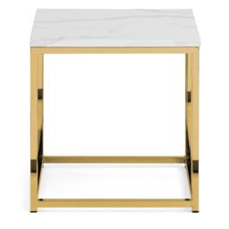 Julian Bowen Scala Gold and White Marble Top Lamp Table - Size: 50 x 50 x 50cm - Wilko - thumbnail 4