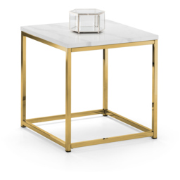 Julian Bowen Scala Gold and White Marble Top Lamp Table - Size: 50 x 50 x 50cm - Wilko - thumbnail 3
