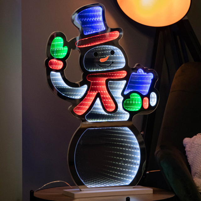 Samuel Alexander Multi Coloured LED Infinity Standing Snowman Christmas Decoration 60cm - Size: 60 x 38 x 38cm - Wilko - image 1