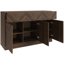 GFW Catania 3 Door 3 Drawer Royal Walnut Large Sideboard - Size: 39 x 118 x 76cm - Brown - Wilko - thumbnail 4