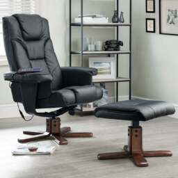 Julian Bowen Malmo Black Massage and Heat Recliner Chair with Footstool - Size: Single - Wilko