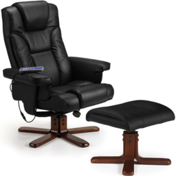 Julian Bowen Malmo Black Massage and Heat Recliner Chair with Footstool - Size: Single - Wilko - thumbnail 3