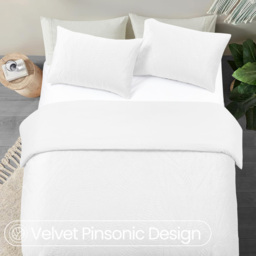 Velosso Single White Savannah Velvet Duvet Set - Wilko - thumbnail 3