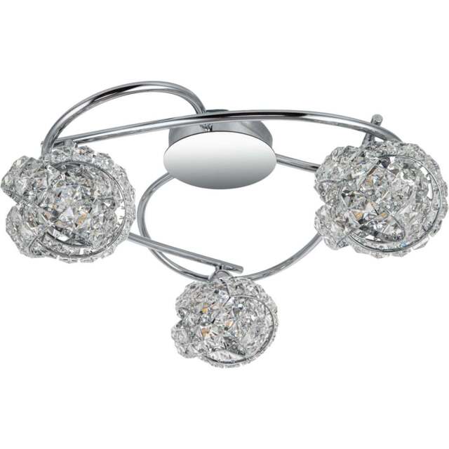 Cosylyte Mirri 3 Light Glass Beaded Shade Chrome Ceiling Light - Size: 40 x 35 x 17cm - Silver - Wilko - image 1