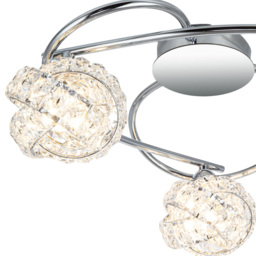 Cosylyte Mirri 3 Light Glass Beaded Shade Chrome Ceiling Light - Size: 40 x 35 x 17cm - Silver - Wilko - thumbnail 5
