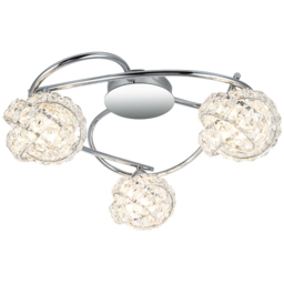 Cosylyte Mirri 3 Light Glass Beaded Shade Chrome Ceiling Light - Size: 40 x 35 x 17cm - Silver - Wilko - thumbnail 4