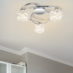 Cosylyte Mirri 3 Light Glass Beaded Shade Chrome Ceiling Light - Size: 40 x 35 x 17cm - Silver - Wilko - thumbnail 3