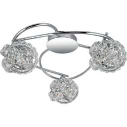 Cosylyte Mirri 3 Light Glass Beaded Shade Chrome Ceiling Light - Size: 40 x 35 x 17cm - Silver - Wilko - thumbnail 1