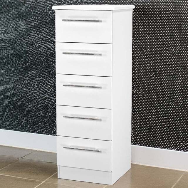 Crowndale Sherwood 5 Drawer Porcelain Matt Chest of Drawers - White - Wilko - image 1