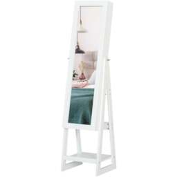 Portland Single Door White Mirrored Jewellery Cabinet with LED - Size: 161 x 37cm - Wilko - thumbnail 1