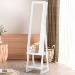 Portland Single Door White Mirrored Jewellery Cabinet with LED - Size: 161 x 37cm - Wilko - thumbnail 3