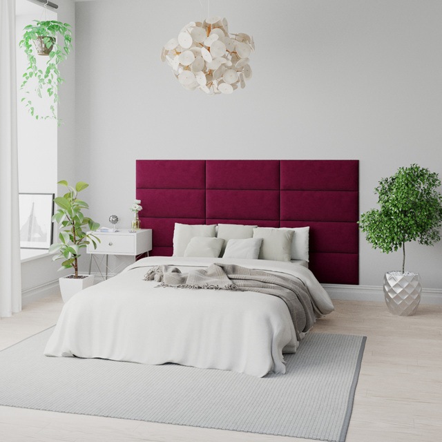 Aspire EasyMount Berry Plush Velvet Upholstered Wall Mounted Headboard Panels 8 Pack - Purple - Aspire Beds - Wilko - image 1