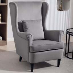 HOMCOM Grey Wingback Modern Accent Chair - Size: Single - Wilko - thumbnail 1