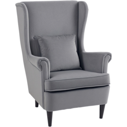 HOMCOM Grey Wingback Modern Accent Chair - Size: Single - Wilko - thumbnail 3