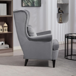 HOMCOM Grey Wingback Modern Accent Chair - Size: Single - Wilko - thumbnail 5