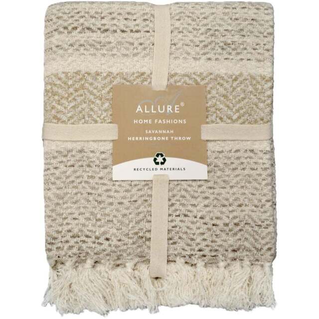 Allure Home Fashions Herringbone Natural Throw Blanket 150 x 200cm - Brown - Wilko - image 1