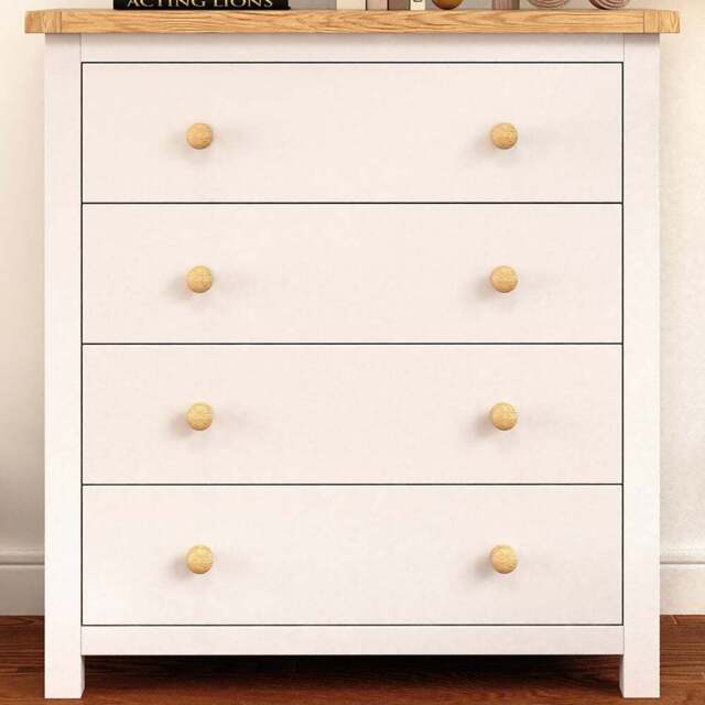 Maggiori 4 Drawer Off White Chest of Drawers with Wood Knobs - Wilko - image 1