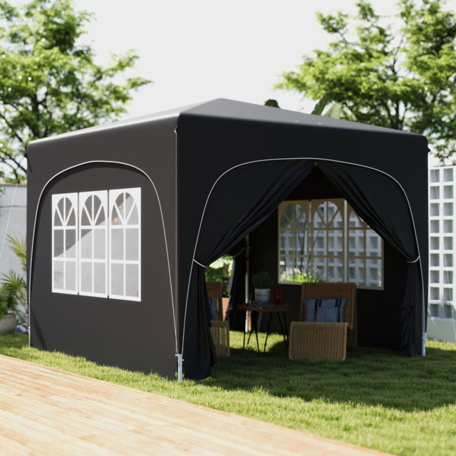 Outsunny 3 x 3m Black UPF50+ Pop Up Gazebo with Sides and Carry Bag - Wilko - image 1